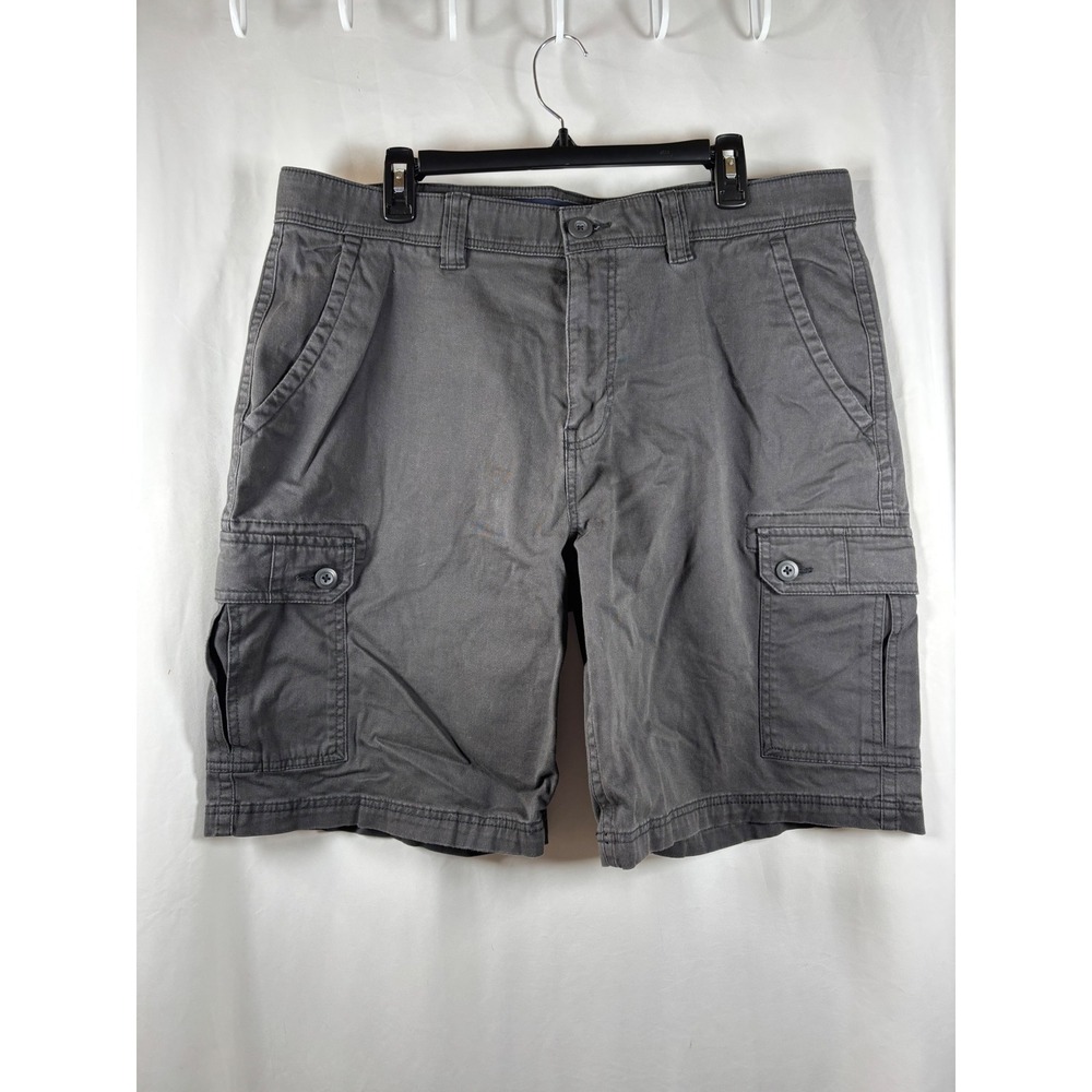 St Johns Bay Mens Comfort Stretch Cargo Shorts Gray Size 38 Classic Fit Utility